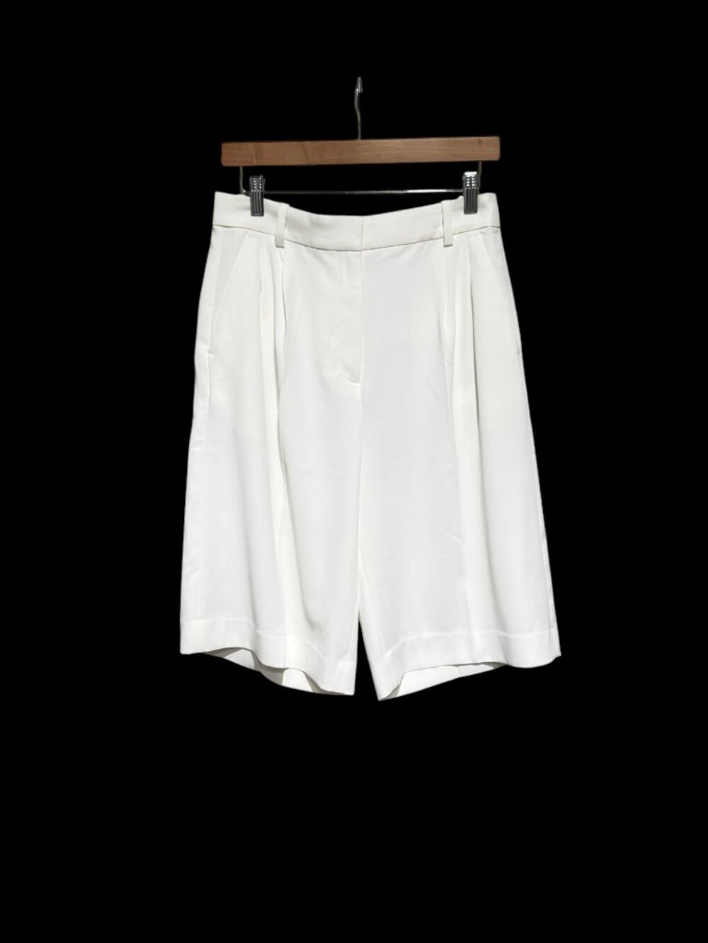 H&M White LINEN-BLEND BERMUDA SHORTS, Sz 8